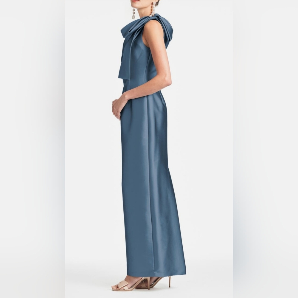 Sachin & Babi Bonnie Bonnie Bow Shoulder Gown in Steel Blue - Picture 3 of 4